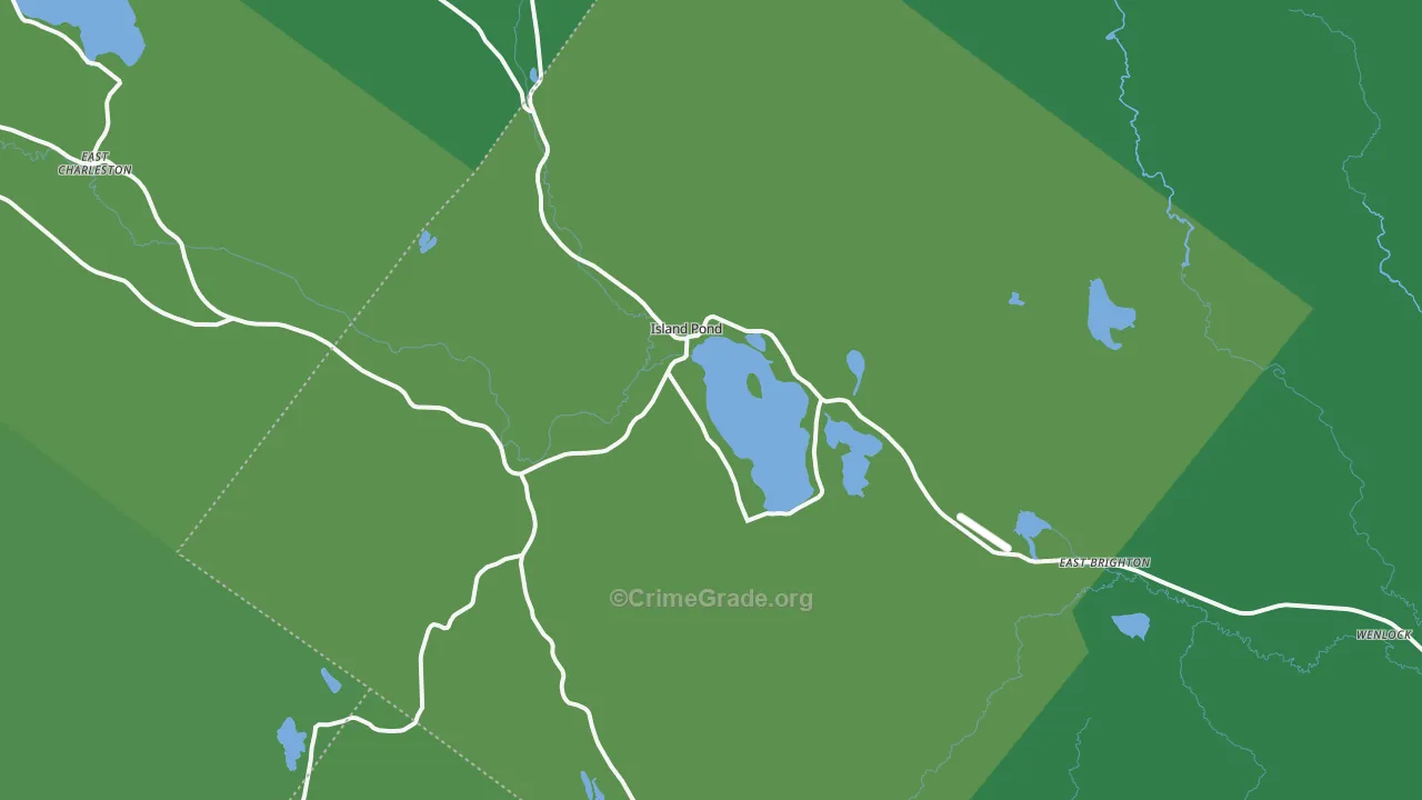 Island Pond, VT Map of Vehicle Theft Rates