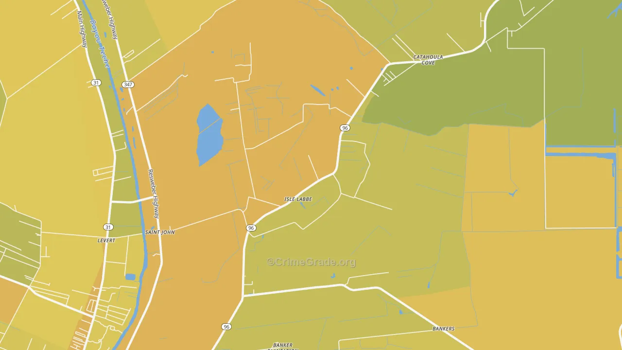 Isle Labbe, LA Map of Vehicle Theft Rates