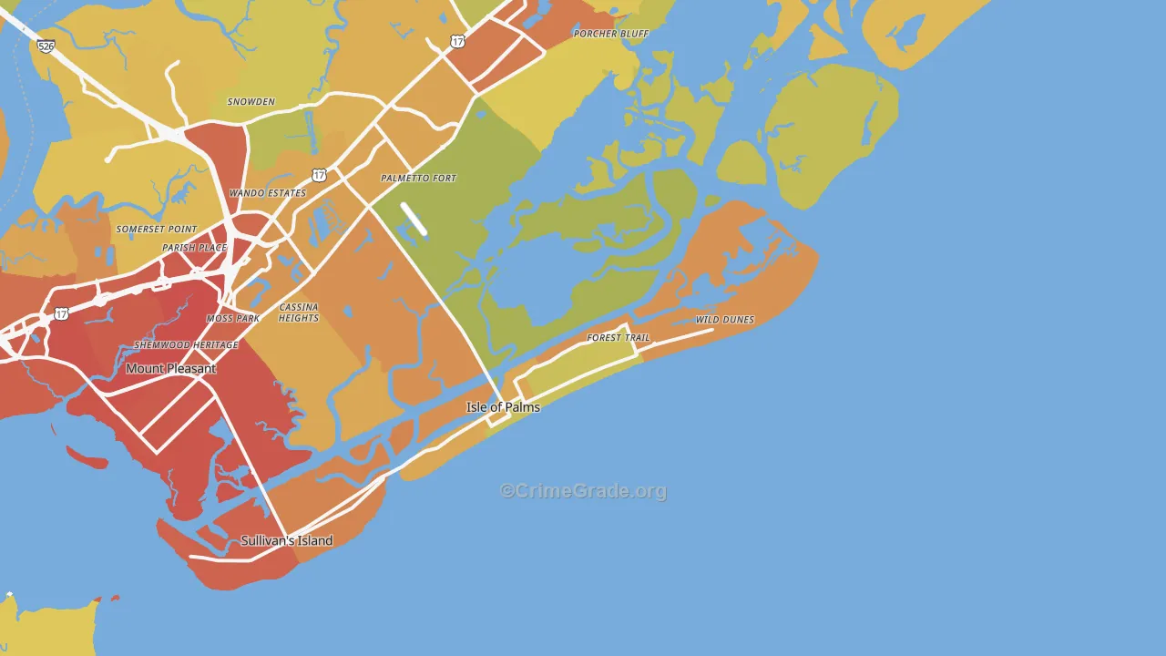 Isle Of Palms, SC Map of Vehicle Theft Rates