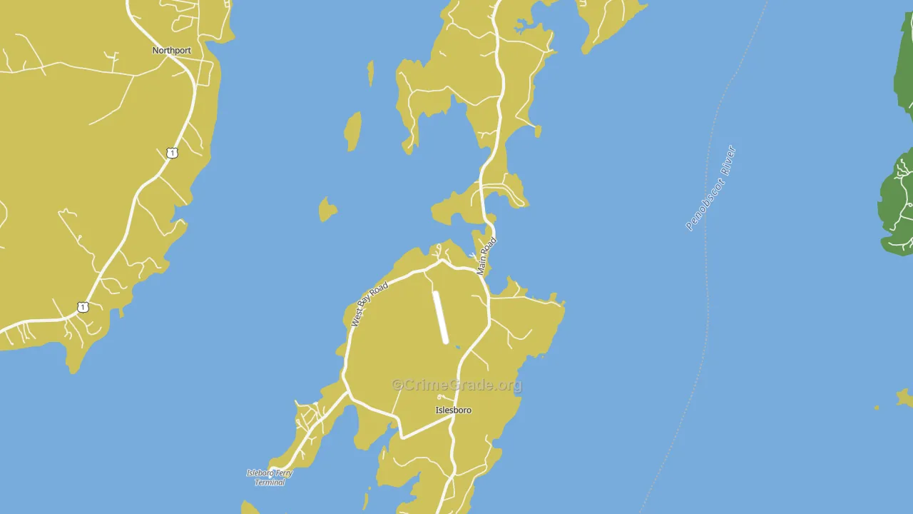 Islesboro, ME Map of Vehicle Theft Rates