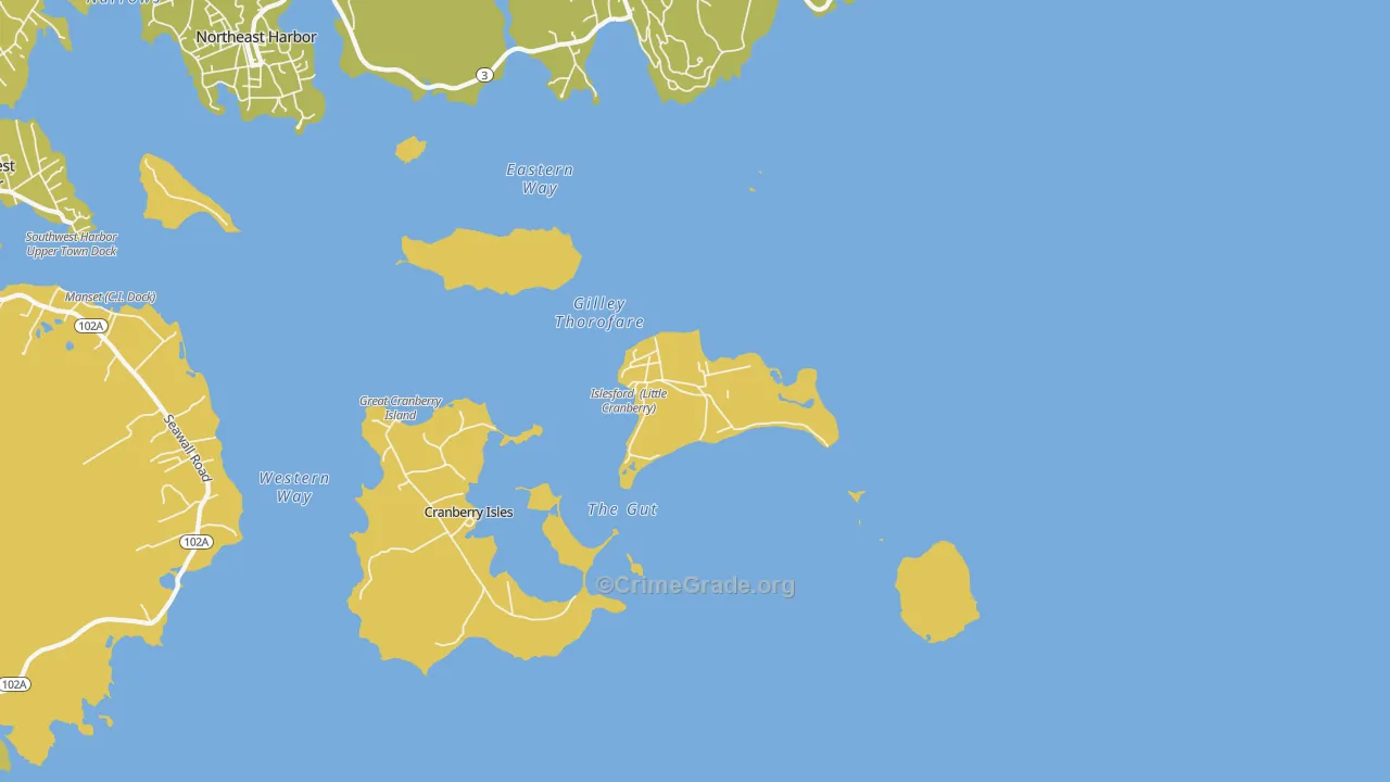 Islesford, ME Map of Vehicle Theft Rates