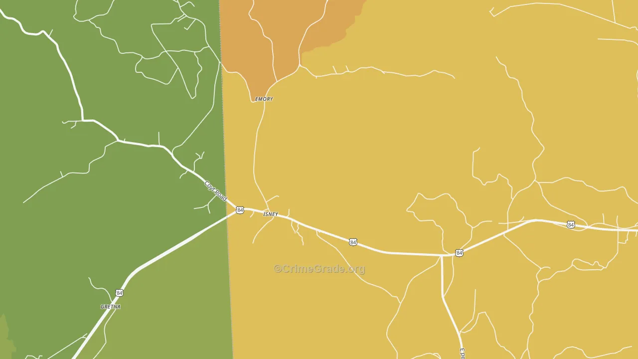 Isney, AL Map of Vehicle Theft Rates