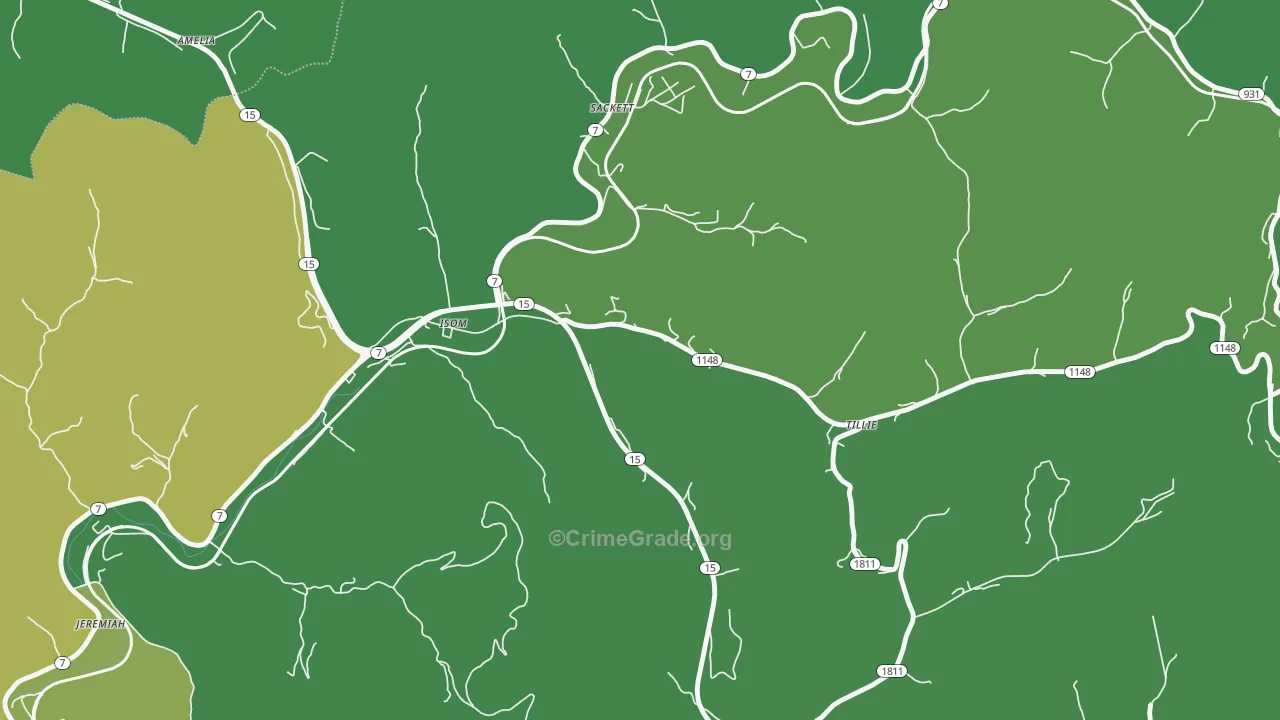 Isom, KY Map of Vehicle Theft Rates