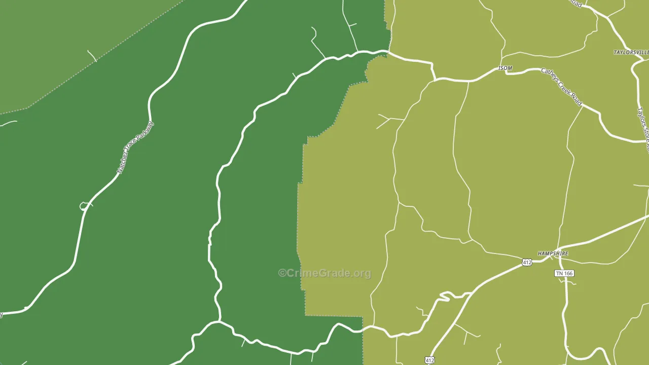 Isom, TN Map of Vehicle Theft Rates