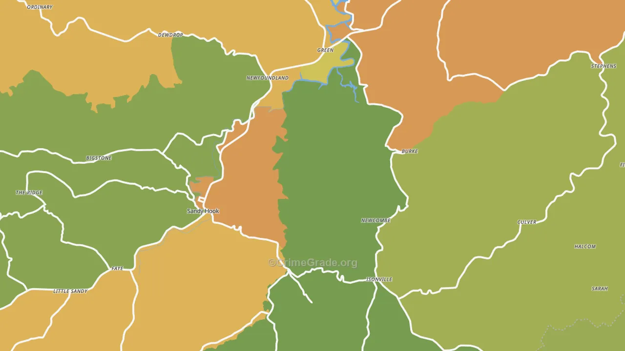 Isonville, KY Map of Vehicle Theft Rates
