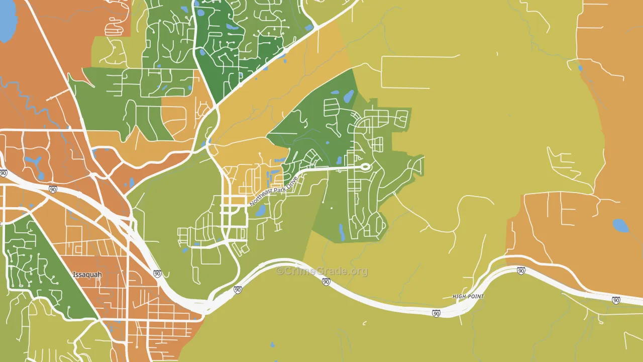 Issaquah Highlands, Issaquah, WA Map of Vehicle Theft Rates