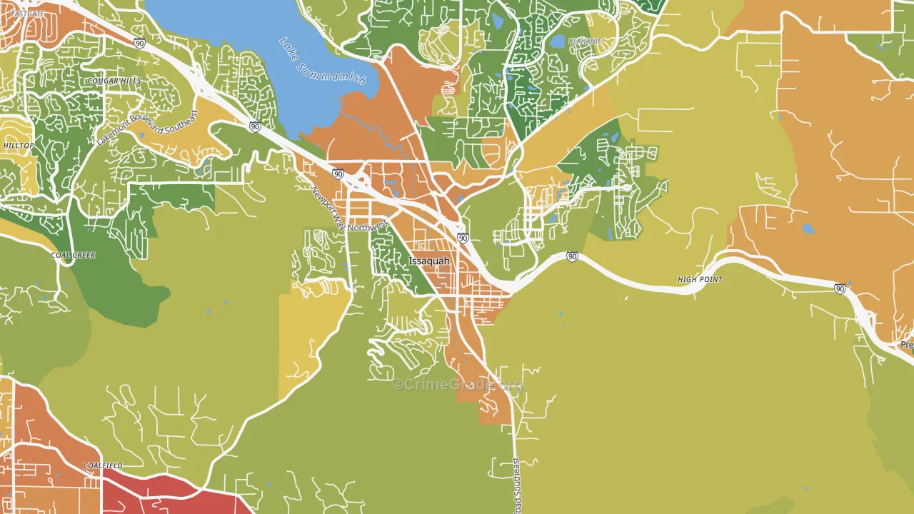 Issaquah, WA Map of Vehicle Theft Rates