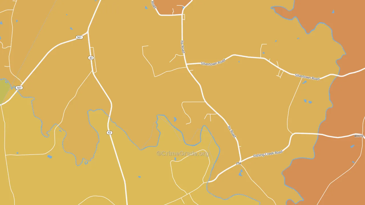 Ita, NC Map of Vehicle Theft Rates