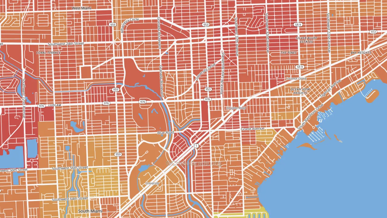 Italian Village, Coral Gables, FL Map of Vehicle Theft Rates
