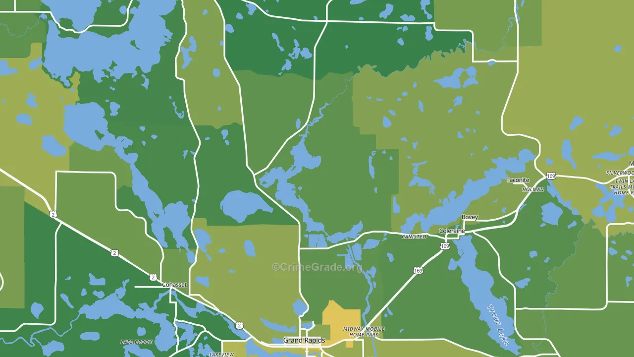Itasca County, MN Map of Vehicle Theft Rates