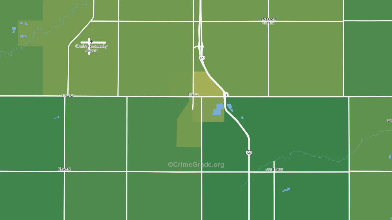 Ithaca, MI Map of Vehicle Theft Rates
