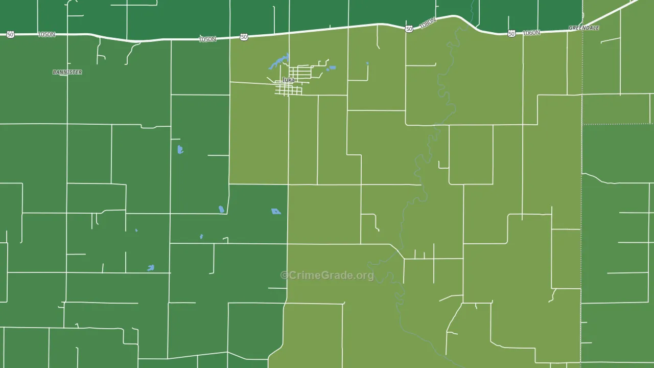 Iuka, IL Map of Vehicle Theft Rates