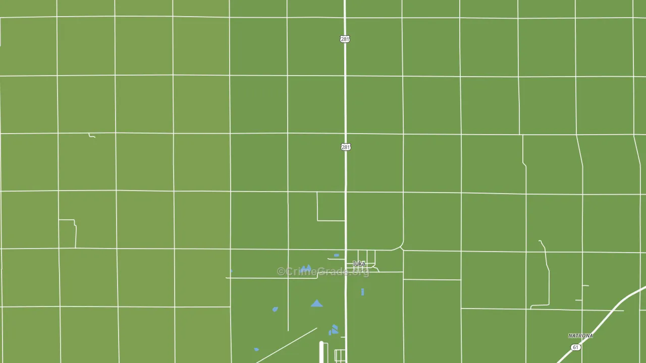 Iuka, KS Map of Vehicle Theft Rates