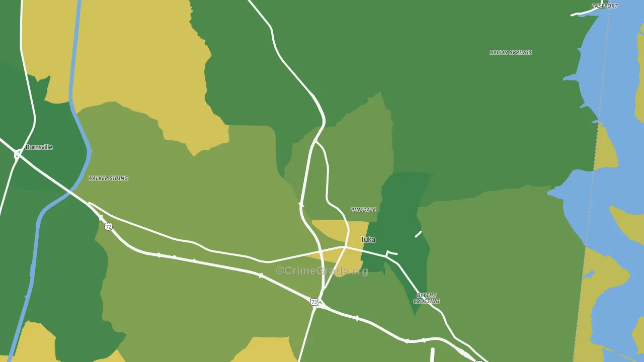 Iuka, MS Map of Vehicle Theft Rates