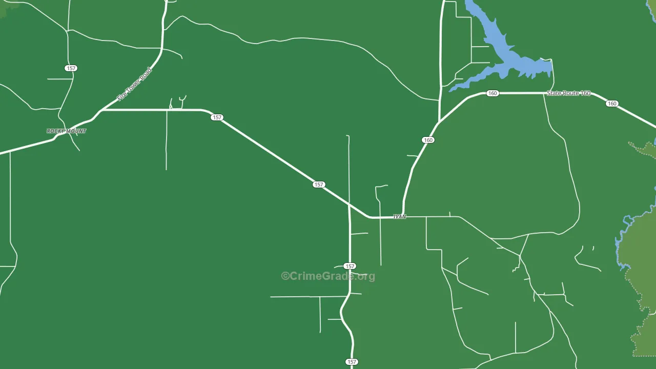 Ivan, LA Map of Vehicle Theft Rates