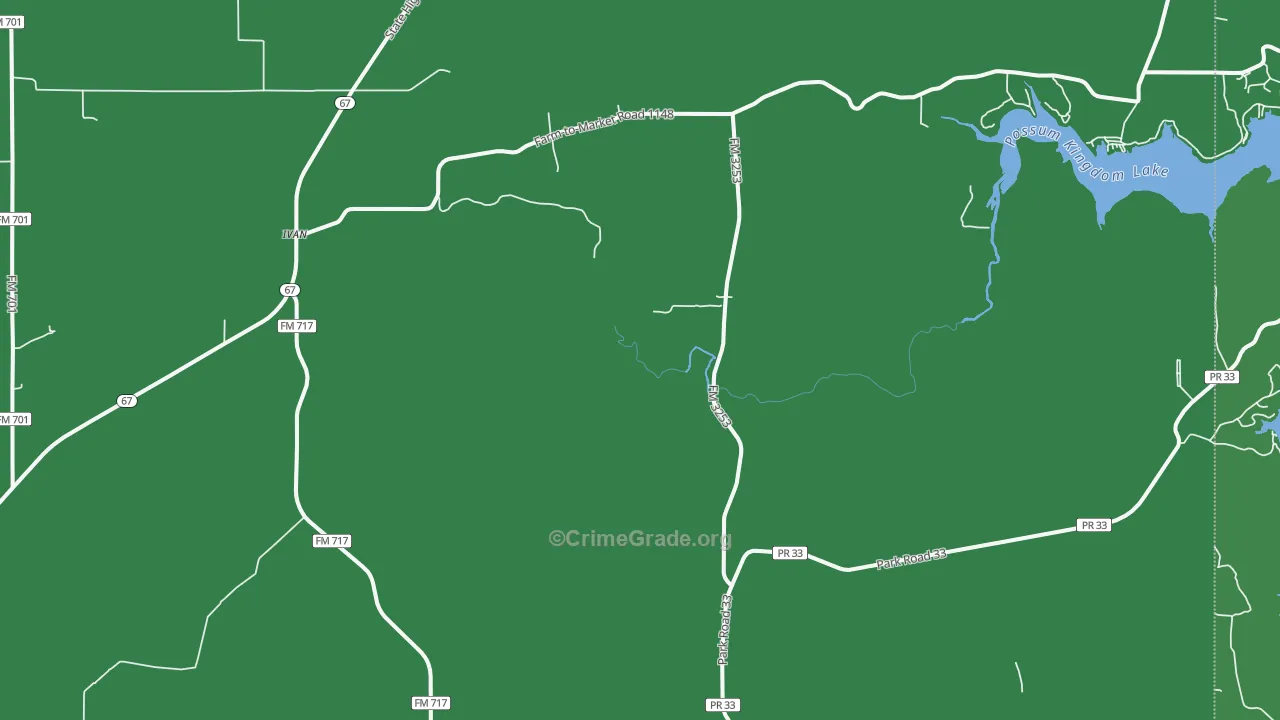 Ivan, TX Map of Vehicle Theft Rates
