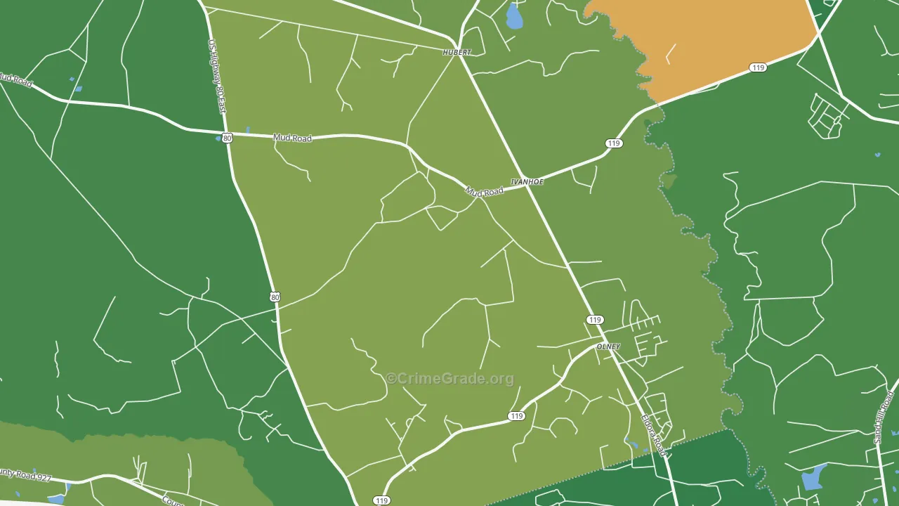 Ivanhoe, GA Map of Vehicle Theft Rates