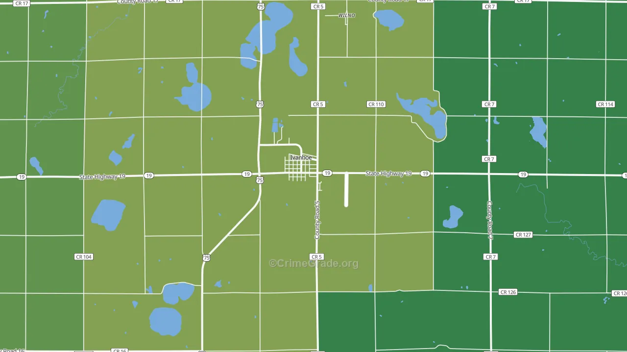 Ivanhoe, MN Map of Vehicle Theft Rates