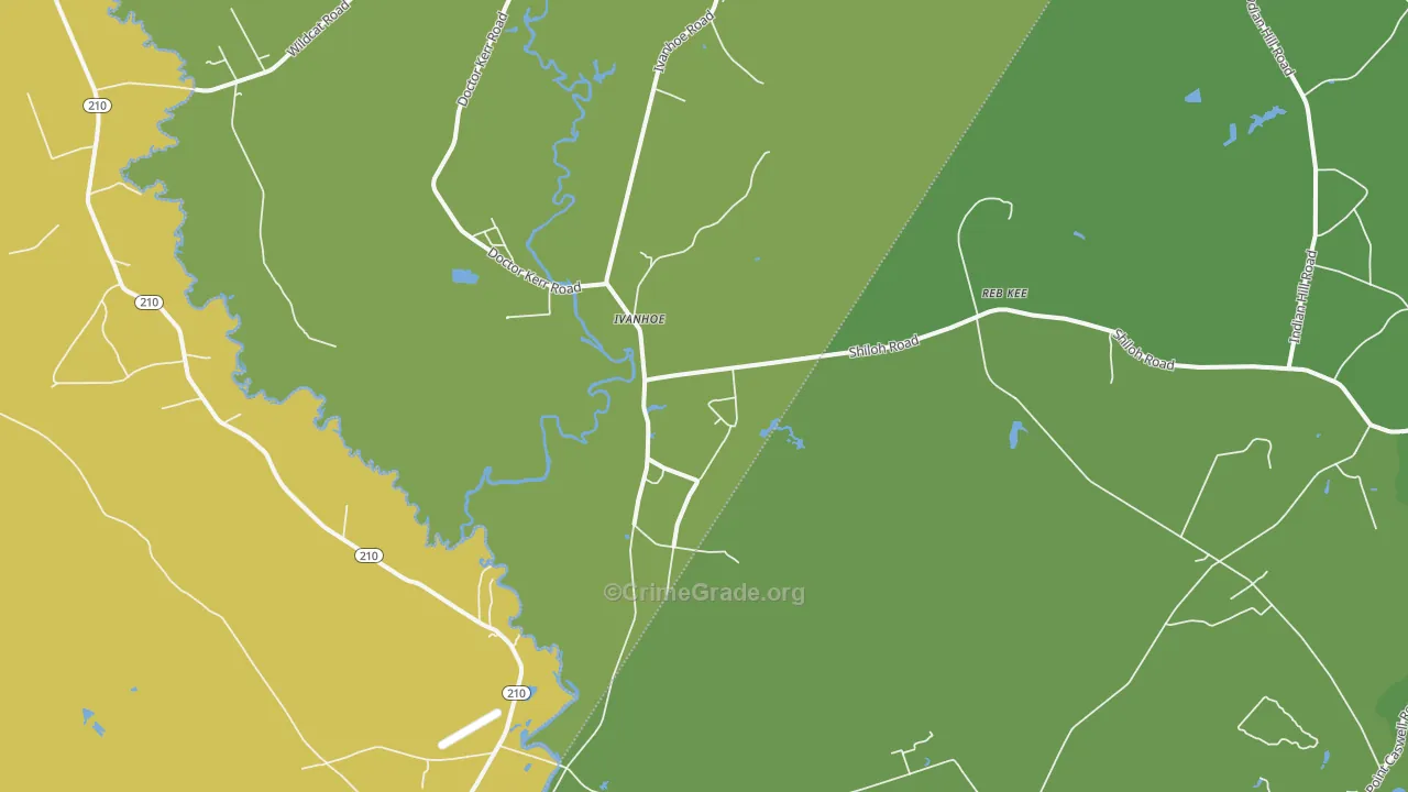 Ivanhoe, NC Map of Vehicle Theft Rates