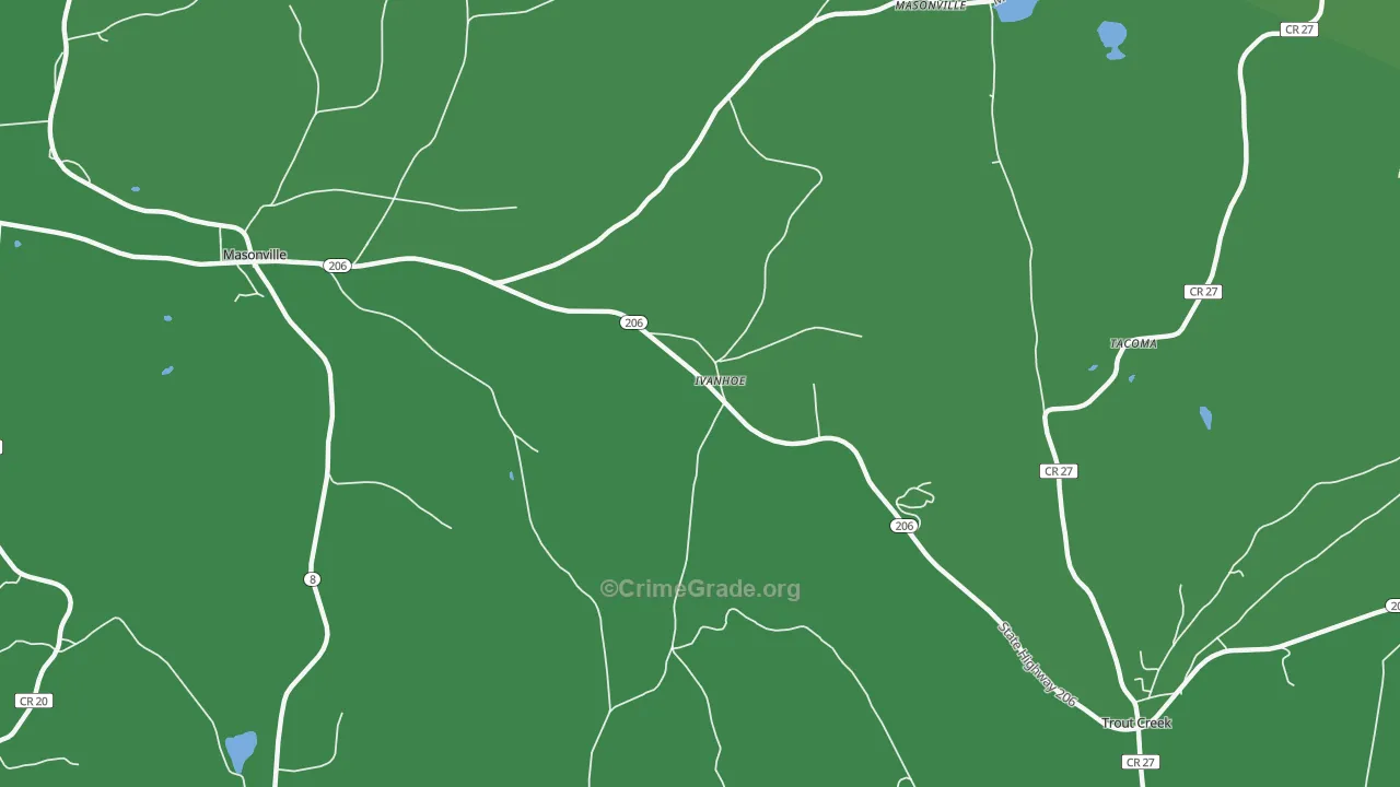 Ivanhoe, NY Map of Vehicle Theft Rates