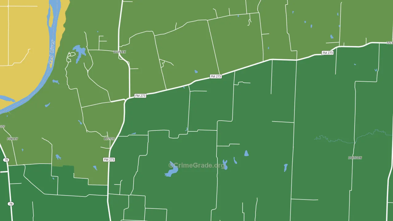Ivanhoe, TX Map of Vehicle Theft Rates