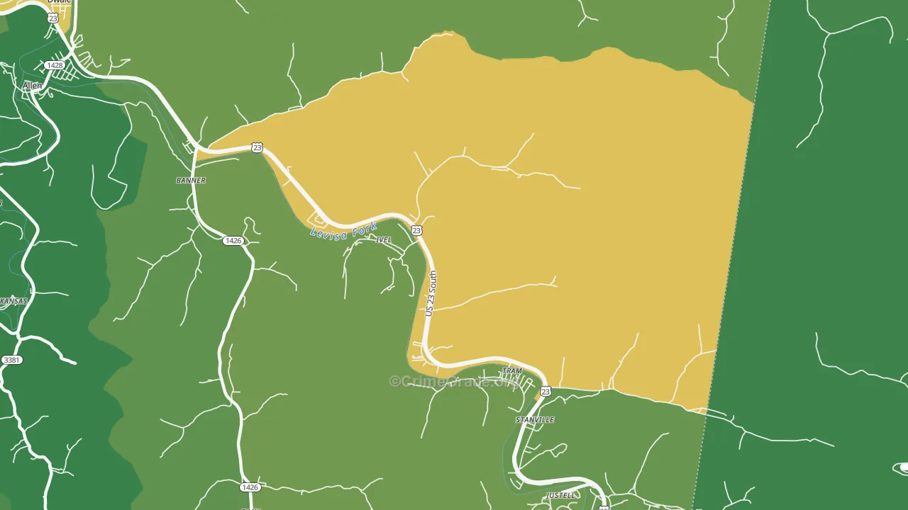 Ivel, KY Map of Vehicle Theft Rates