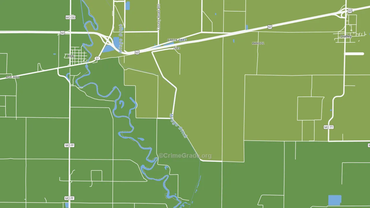 Ives, MO Map of Vehicle Theft Rates