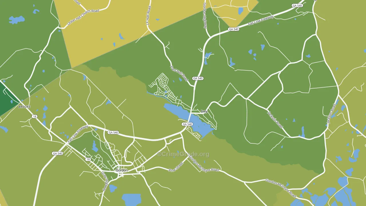 Ivey, GA Map of Vehicle Theft Rates