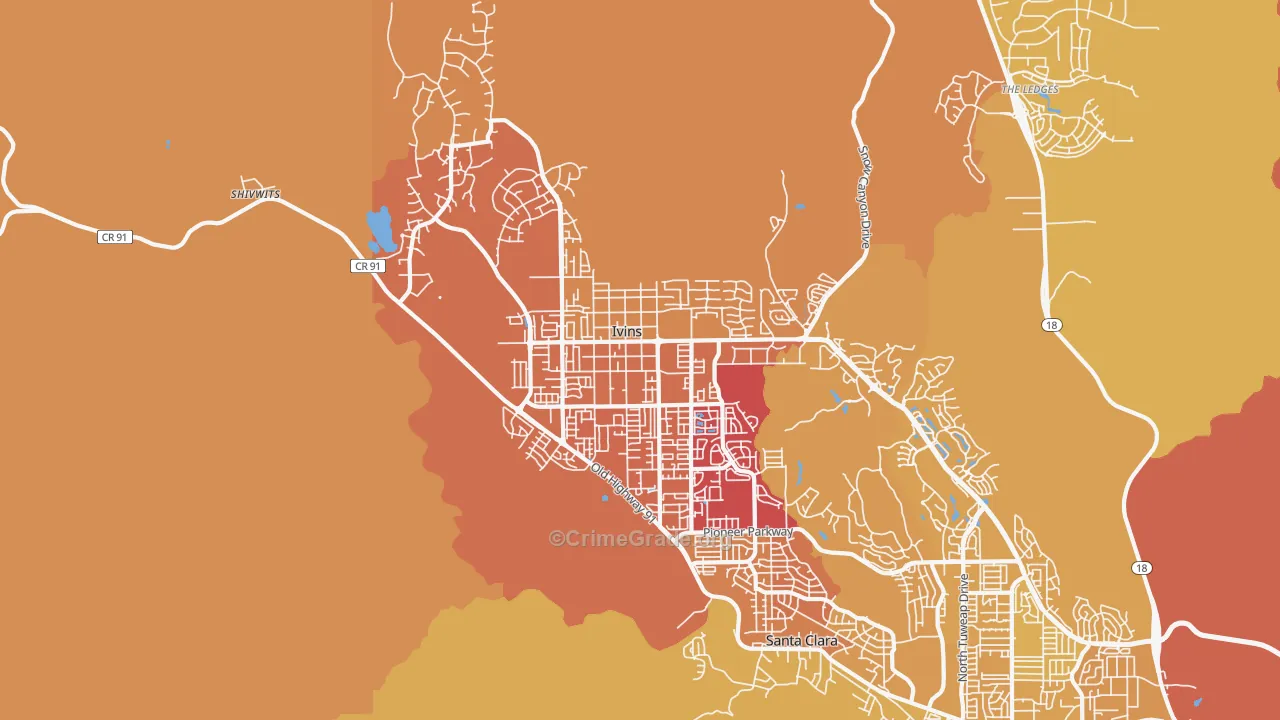 Ivins, UT Map of Vehicle Theft Rates