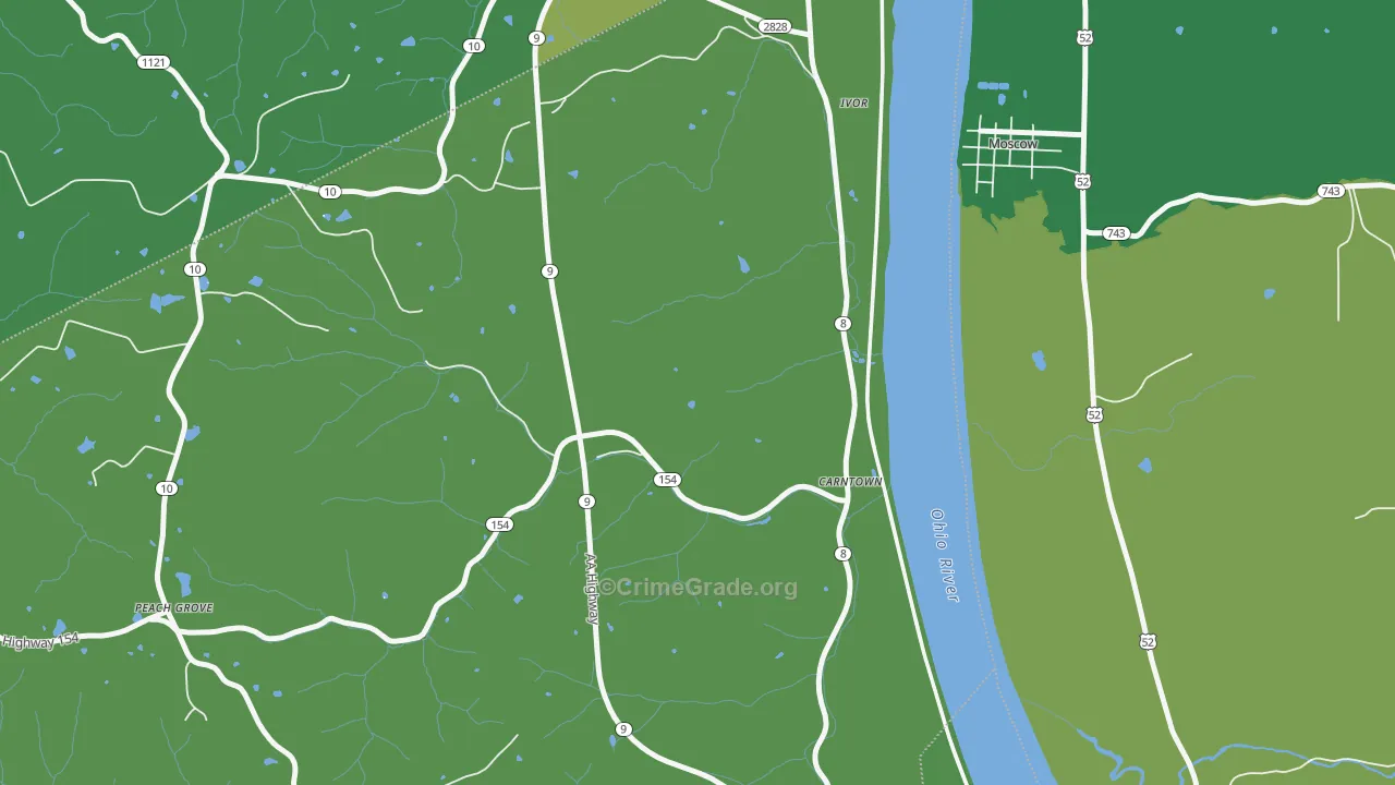 Ivor, KY Map of Vehicle Theft Rates