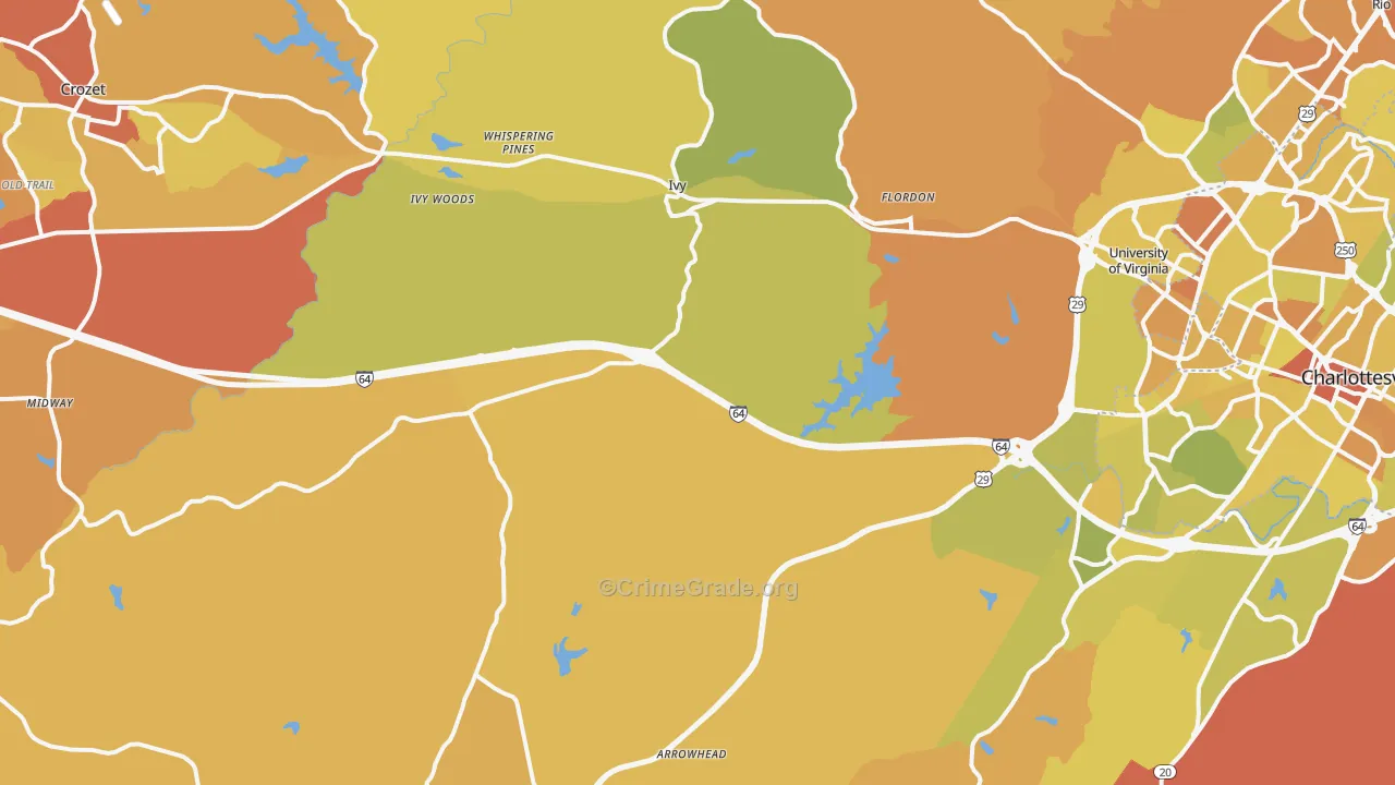 Ivy, VA Map of Vehicle Theft Rates