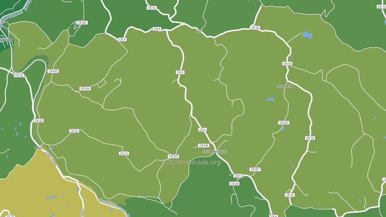Ivy, WV Map of Vehicle Theft Rates