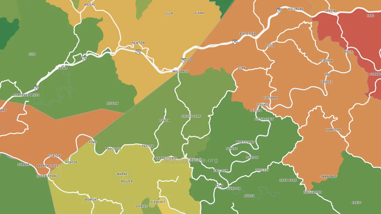 Ivydale, WV Map of Vehicle Theft Rates