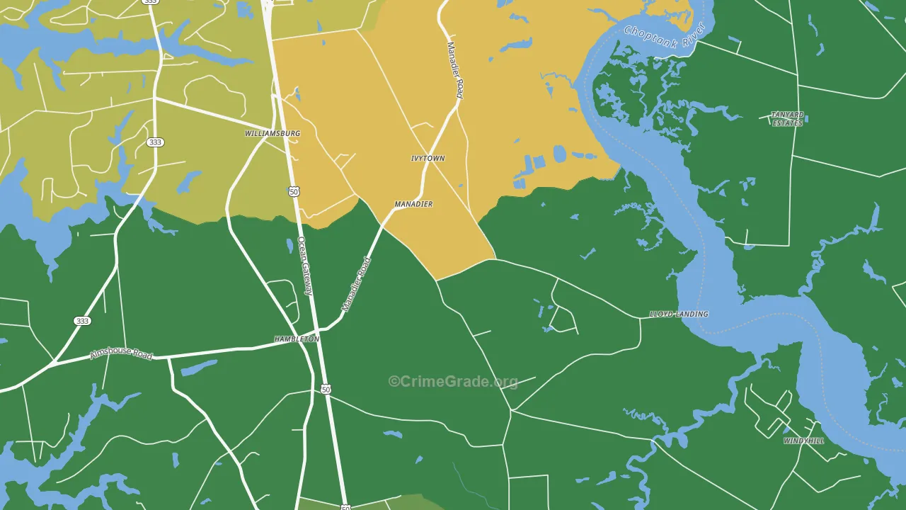 Ivytown, MD Map of Vehicle Theft Rates