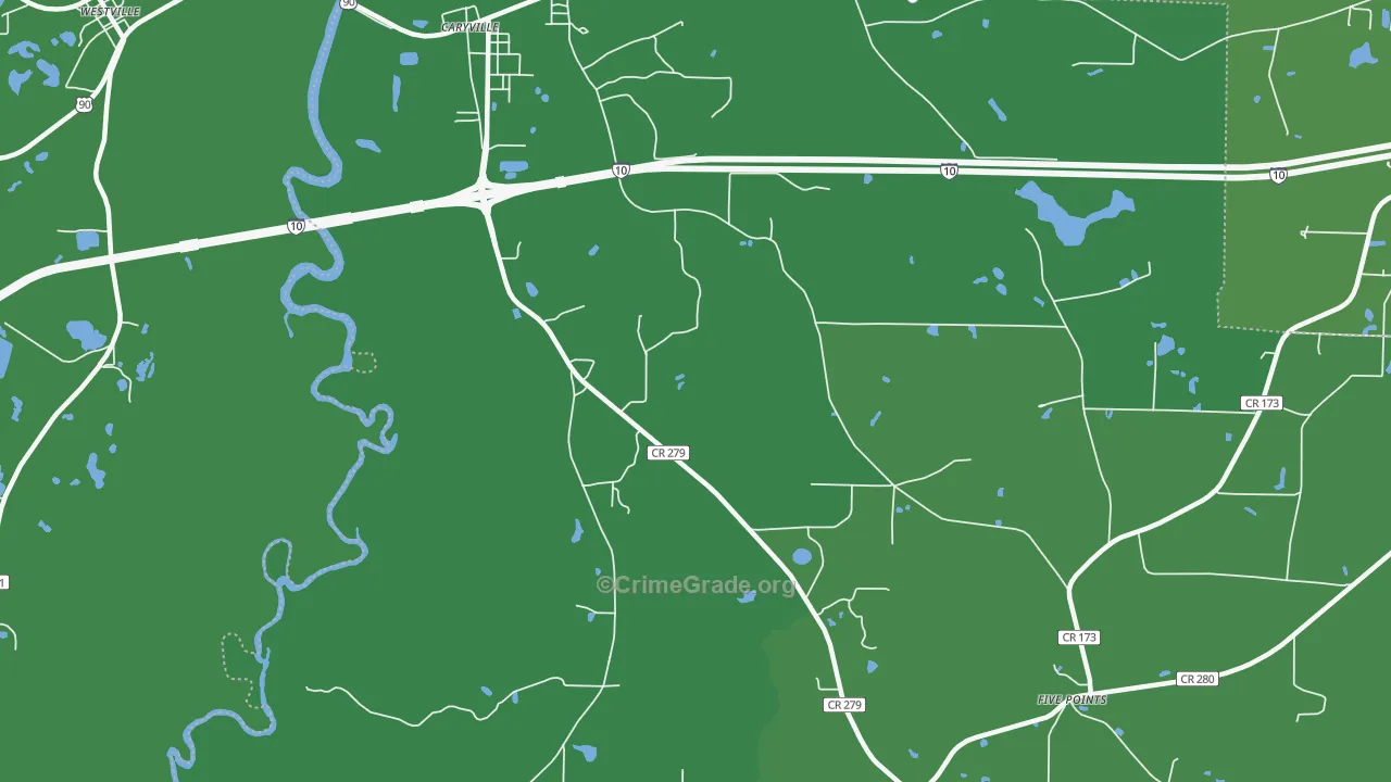 Izagora, FL Map of Vehicle Theft Rates