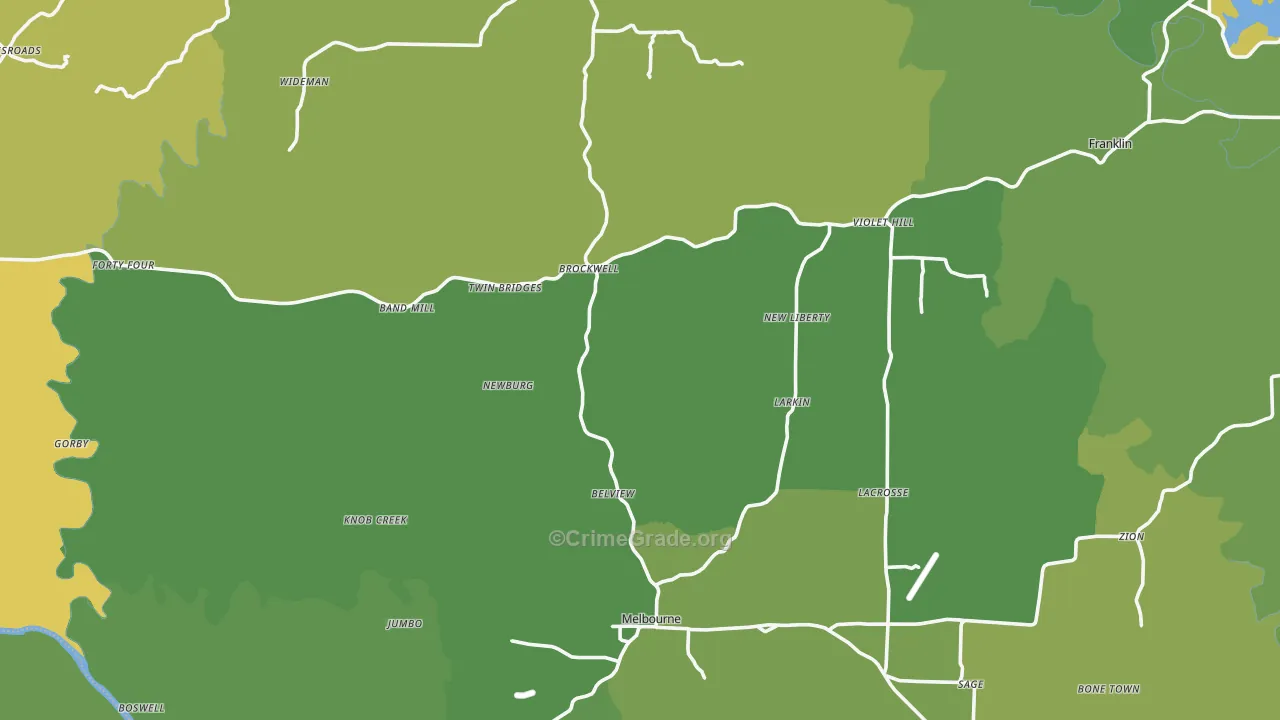 Izard County, AR Map of Vehicle Theft Rates