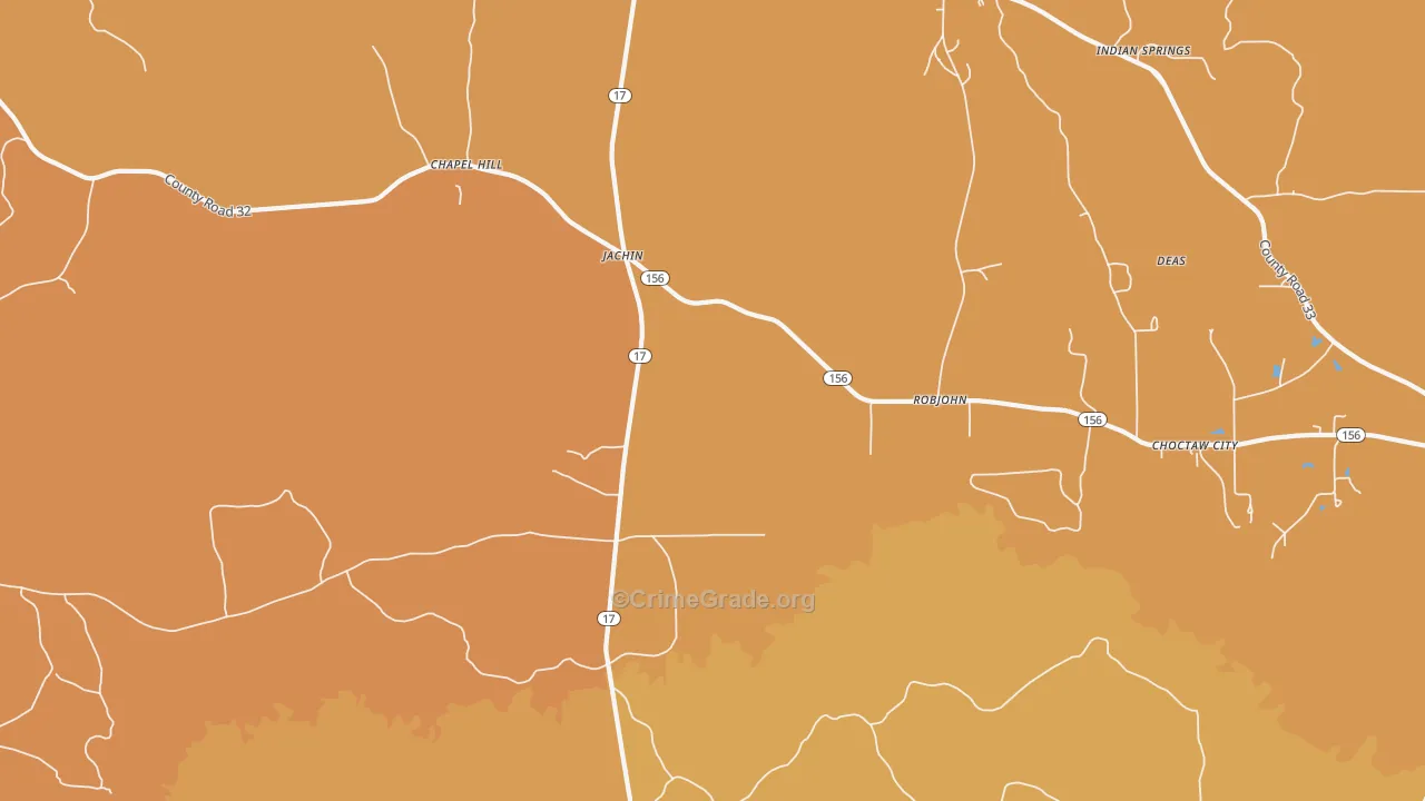 Jachin, AL Map of Vehicle Theft Rates