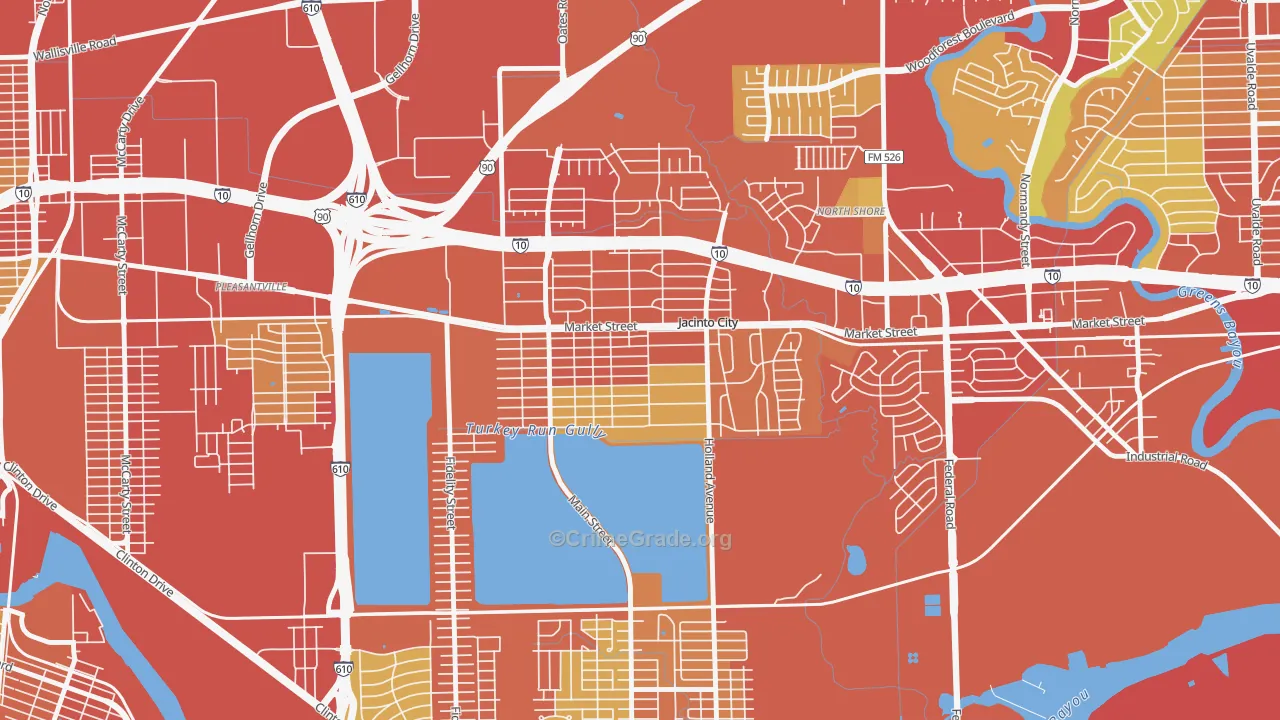 Jacinto City, TX Map of Vehicle Theft Rates