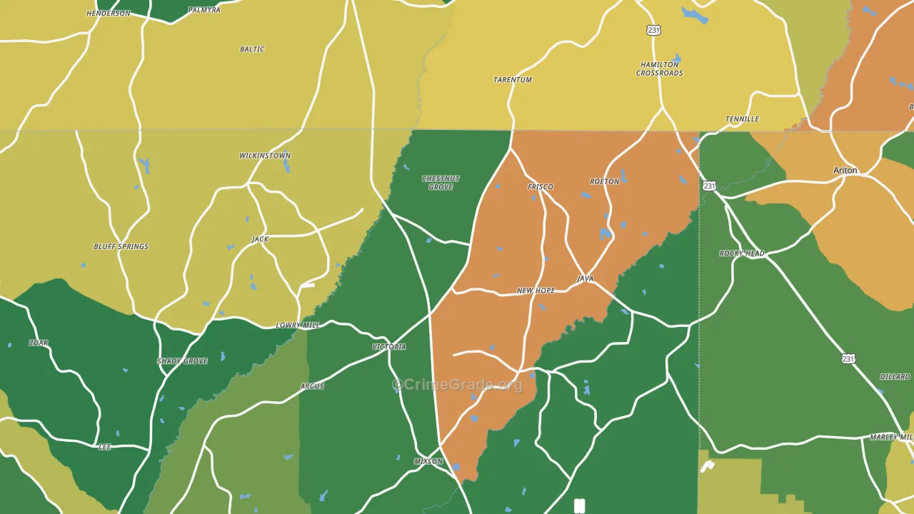 Jack, AL Map of Vehicle Theft Rates