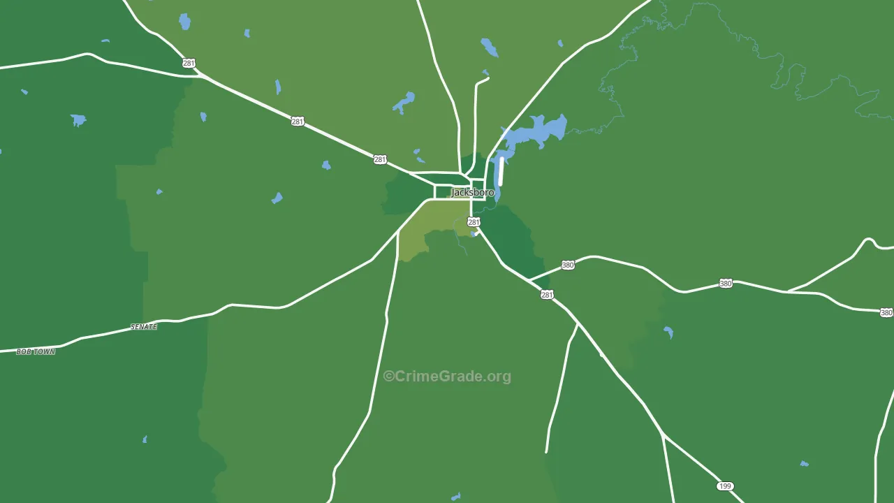Jack County, TX Map of Vehicle Theft Rates