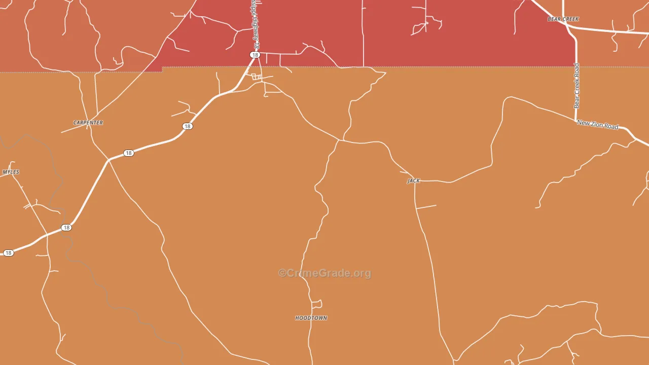 Jack, MS Map of Vehicle Theft Rates