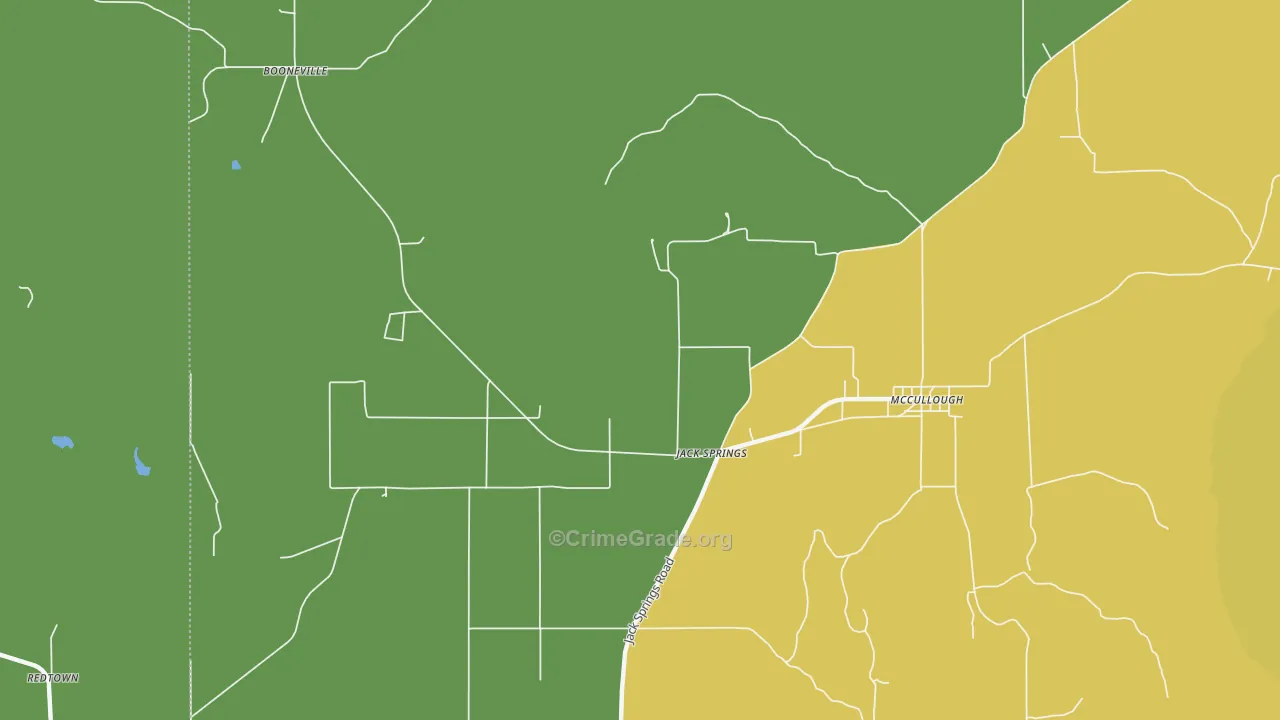 Jack Springs, AL Map of Vehicle Theft Rates