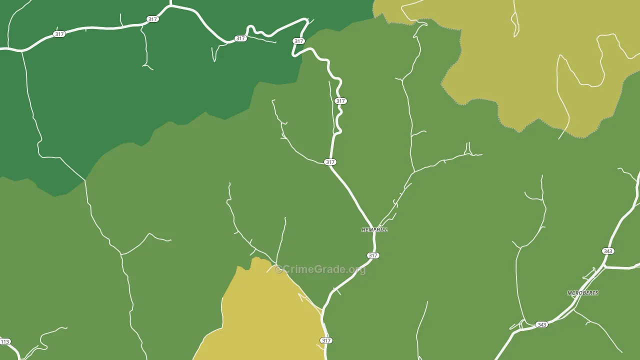 Jackhorn, KY Map of Vehicle Theft Rates