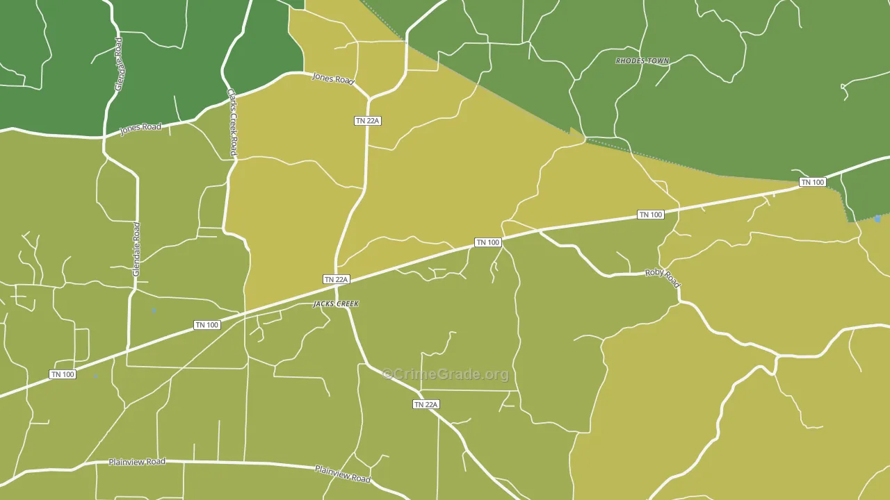 Jacks Creek, TN Map of Vehicle Theft Rates