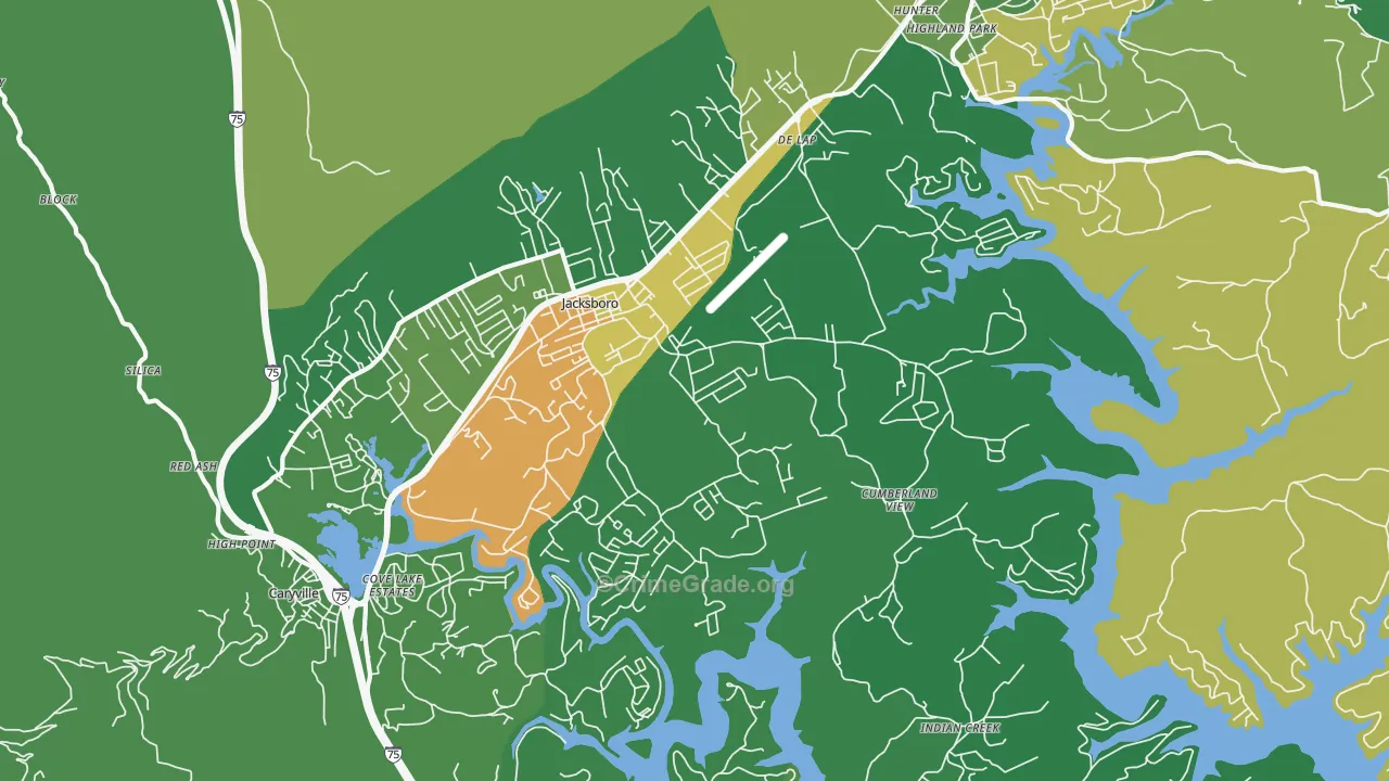 Jacksboro, TN Map of Vehicle Theft Rates