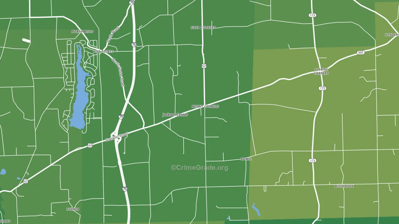 Jackson Center, PA Map of Vehicle Theft Rates