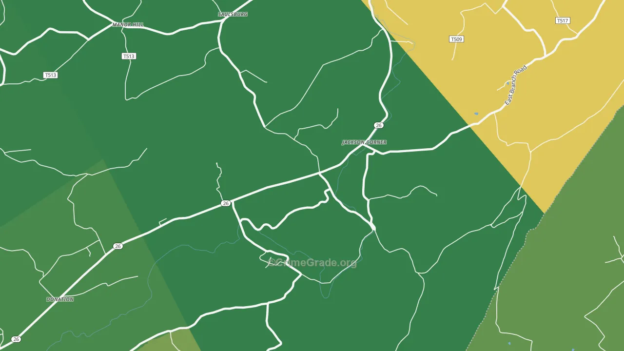 Jackson Corner, PA Map of Vehicle Theft Rates