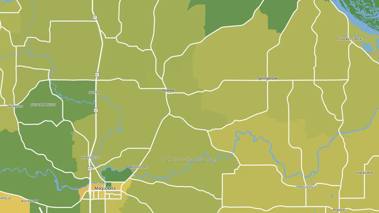 Jackson County, IA Map of Vehicle Theft Rates