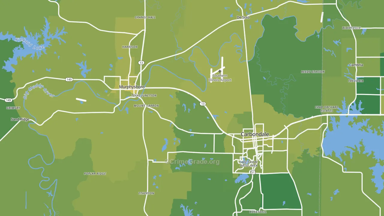 Jackson County, IL Map of Vehicle Theft Rates