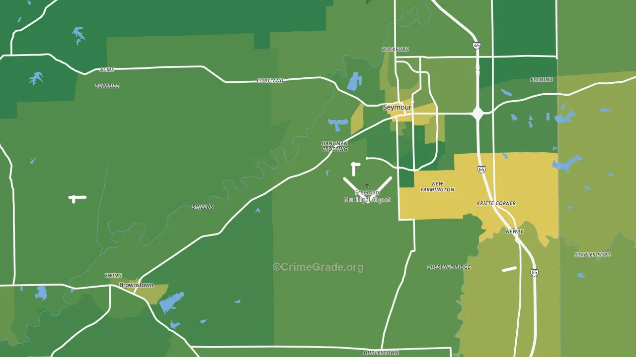 Jackson County, IN Map of Vehicle Theft Rates